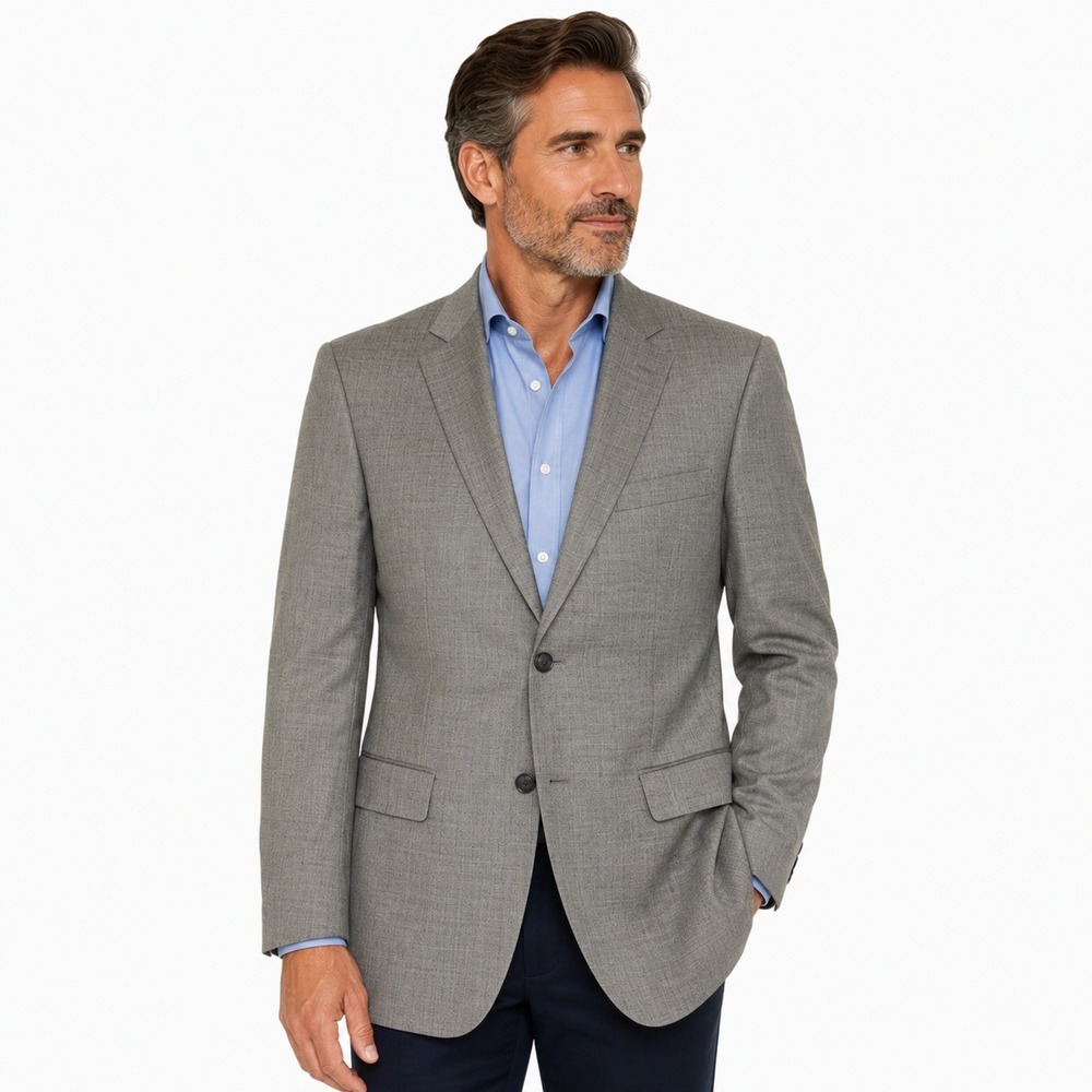 Pronto Uomo Suit Jacket Mens 43 Long Grey 100% Wool 2-Button Blazer BC174216